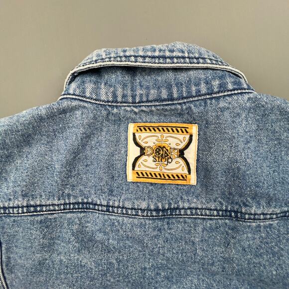 Vintage Dont Stop Jean Jacket Womens Blue Large Fashion Urban Streetwear Ornate - Picture 9 of 12
